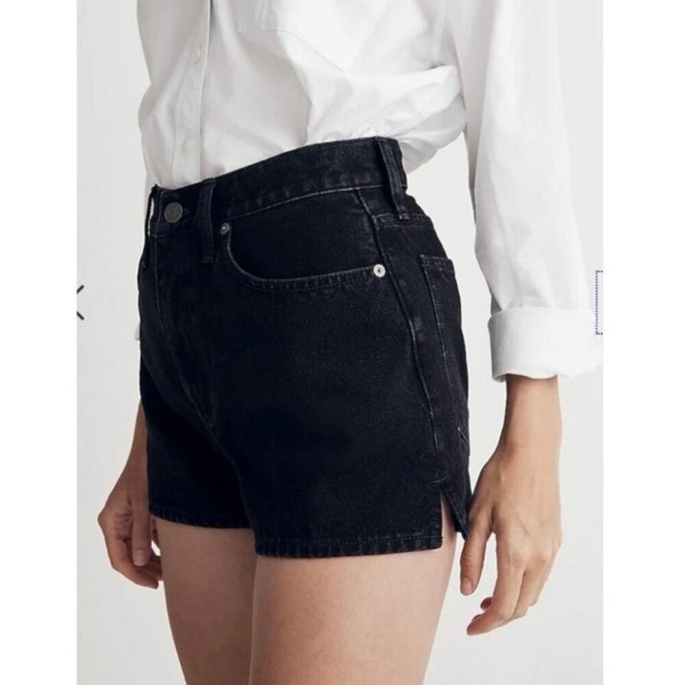 Madewell Sz 31 The Mid-Length Momjean Short w Side Slits in Kelsey Wash Black